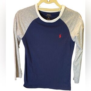 Polo by Ralph Lauren Blue and Gray Long Sleeve Tee M